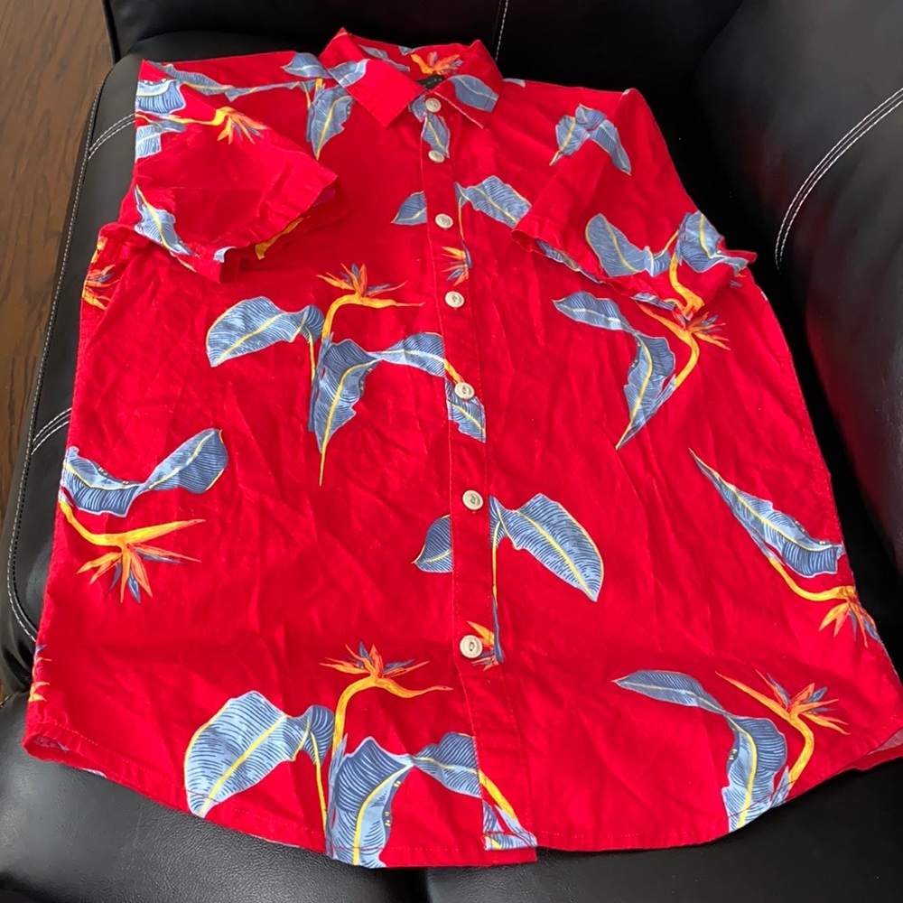 Red Floral short sleeve shirt for men